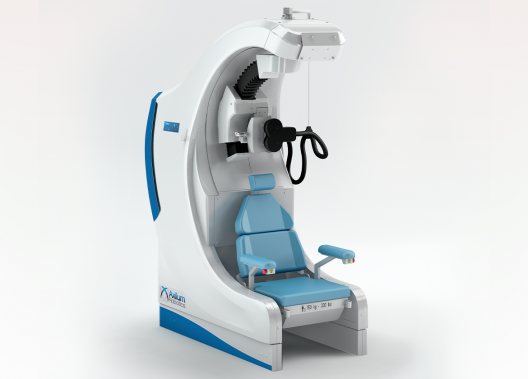 Axilum Robotics TMS-Robot includes a 7 degree-of-freedom robotic arm and a 2 degree-of-freedom, computer-controlled patient seat.
